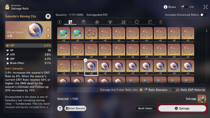 Honkai Star Rail - Salvage Relics