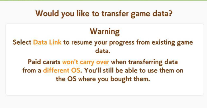 Paid Carats will not be transferred to the next device