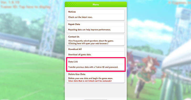 Select Data Link from Title Screen Menu