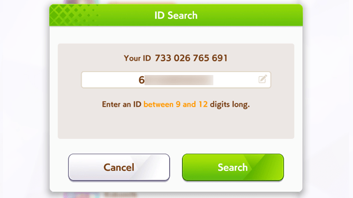 Searching Friend ID - 3 Input Search ID