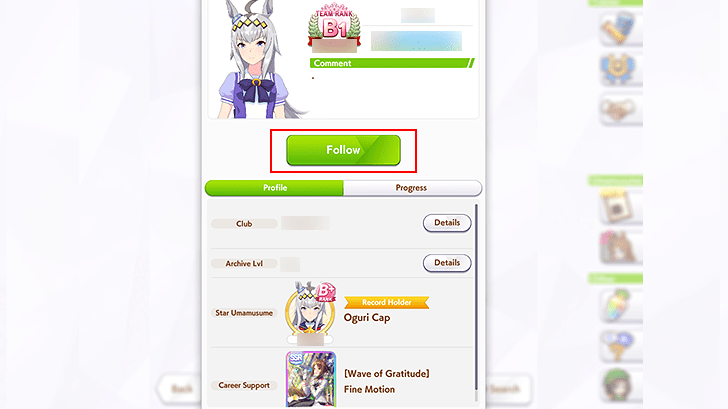 Searching Friend ID - 4 Select Follow