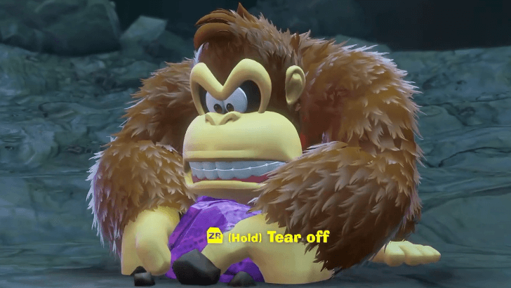 Donkey Kong Tears Off Rock