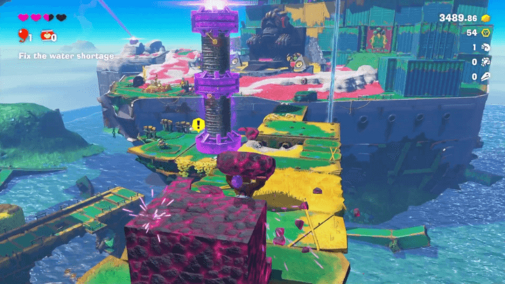 Throw a Boom Rock Onto the First Concrete Pillar