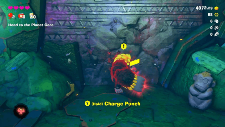 Use the Kong Bananza Charge Punch to Break the Concrete Wall
