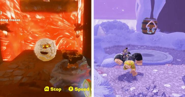 Donkey Kong Bananza - Wall of Lava inside Cave Underneath Crumbly Bridge in SL 500 Freezer Layer