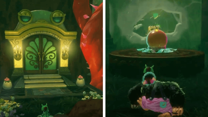 Break the door next to the red thorns