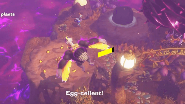 Talk to the Blue Ostrich on the island