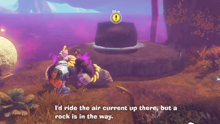 Destroy the rock blocking the updraft