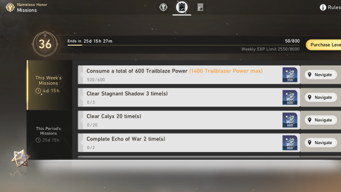 Honkai Star Rail - Nameless Glory Missions