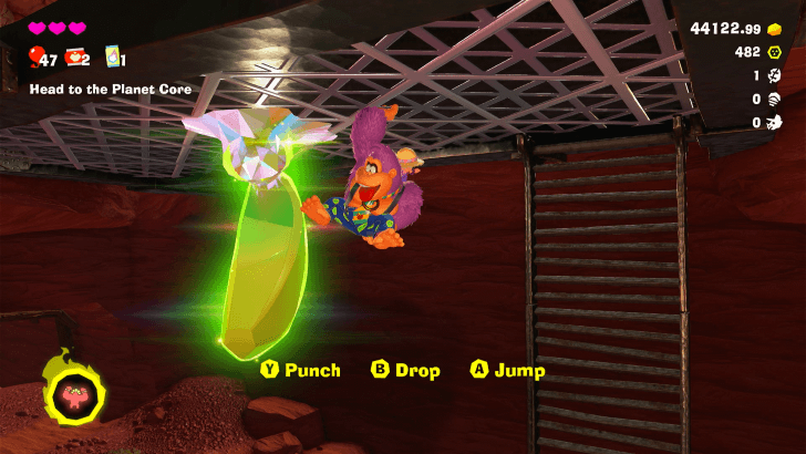 Hanging in the Cliffs Banandium Gem Overworld Location