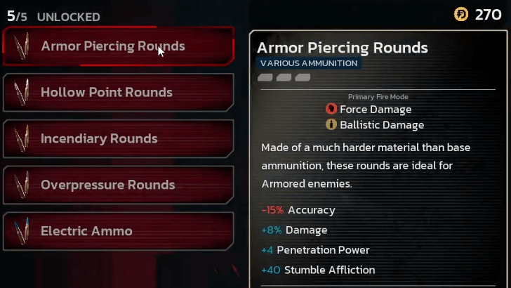 Ammunition Mods Changing Damage Type