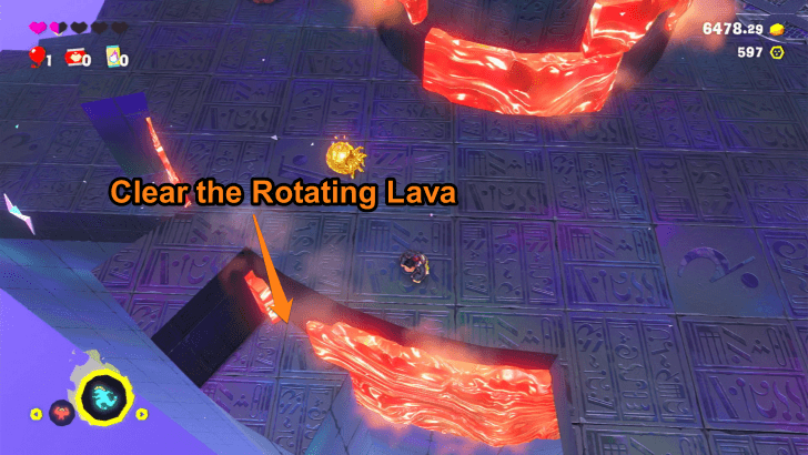 Clear the Rotating Lava at the Top Area