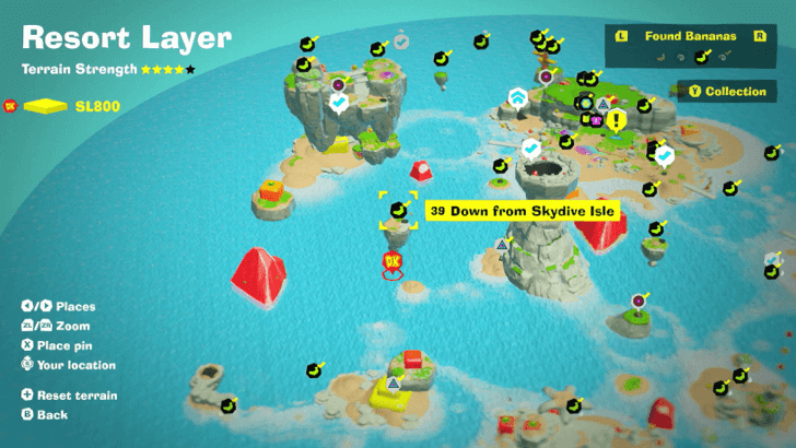 Down from Skydive Isle Banandium Gem Map Location