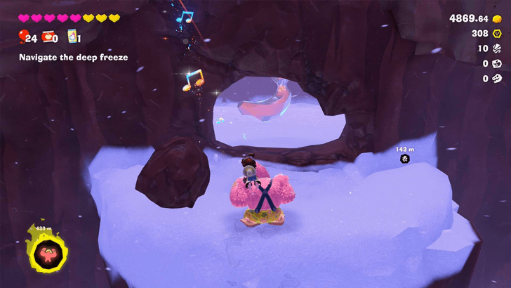 A Snowy-Cliffside Secret Banandium Gem Overworld Location