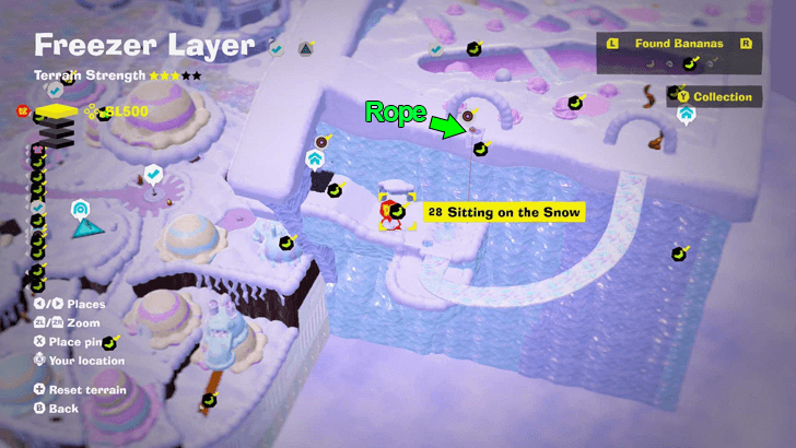 Sitting on the Snow Banandium Gem Map Location