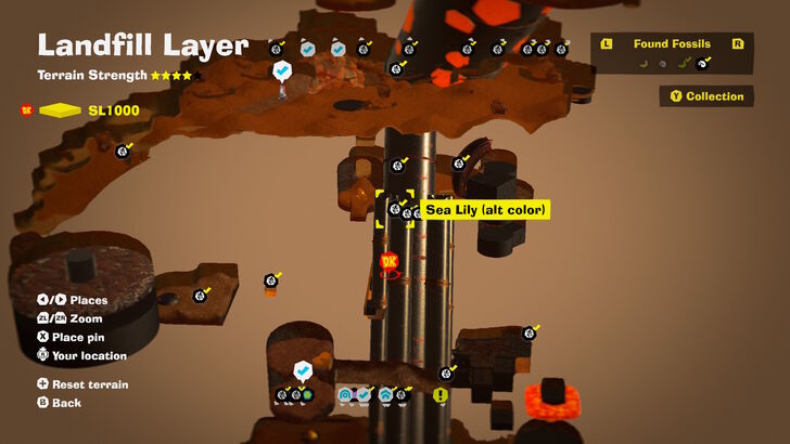 Sea Lily (alt color) 25 Fossil Map Location