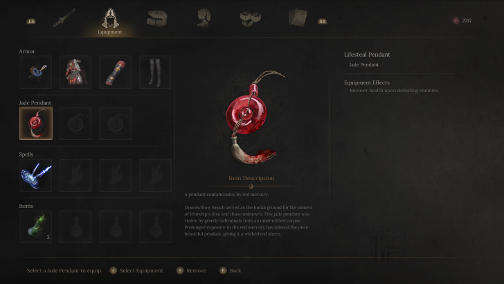 Equip Lifesteal Pendant for Exploration