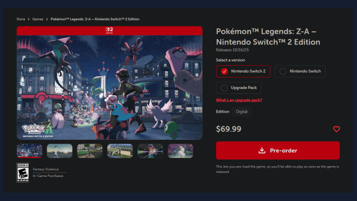 Pre-Order Pokemon Legends Z-A