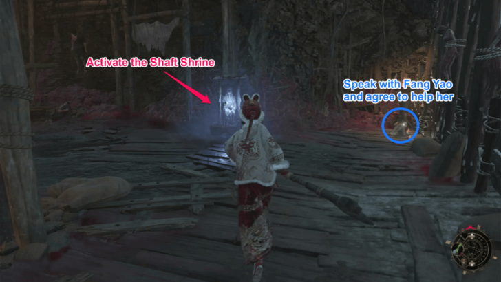 Talking to Fang Yao in the Shaft Shrine
