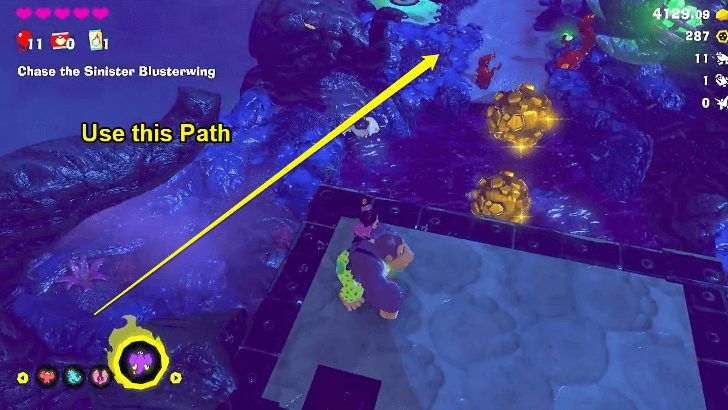 Use the rocks to the left to get to the other side