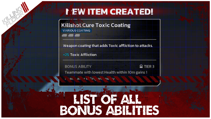 Killing Floor 3 List of Bonus Abilities for Mods