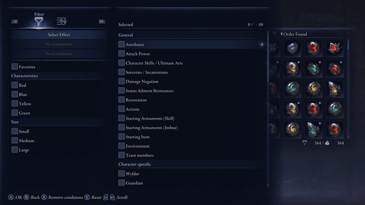 New Filtering Options for Relics