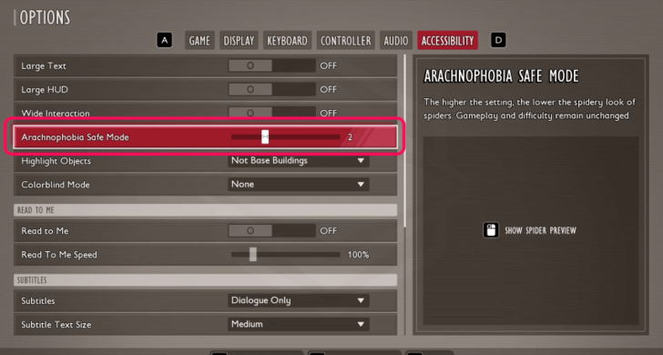 Grounded 2 Arachnophobia Mode