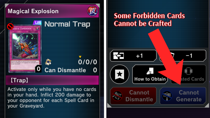 Master Duel - Tryout Duels - Some Forbbiden Cards Cannot be Crafted
