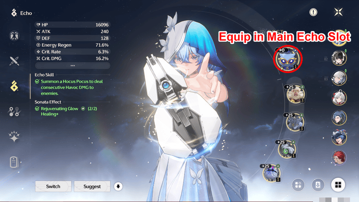 Wuthering Waves Equip Hocus Pocus in Main Echo Slot.png