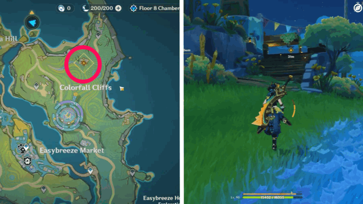 To Colorfall Cliffs! Quest Location