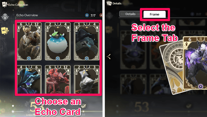 Frame Tab in Card Overview