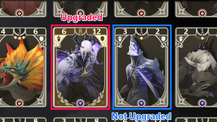 Upgraded Versus Unupgraded Card Appearance
