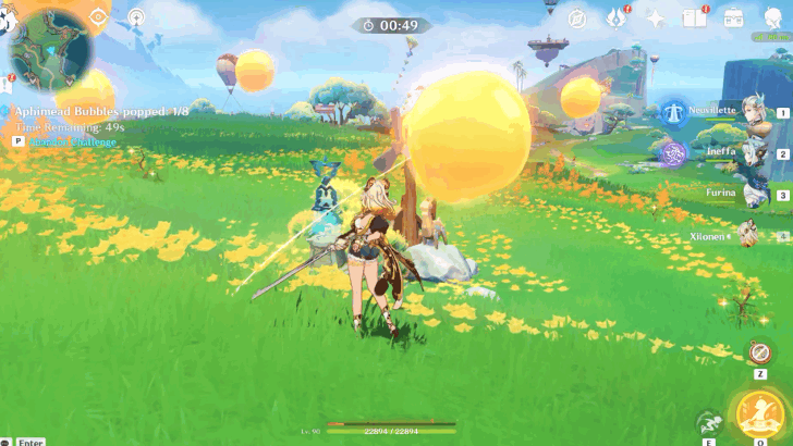 Pop 8 Aphimead Bubbles with Bow or Melee Characters