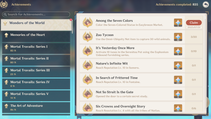 Among the Seven Colors Achievement