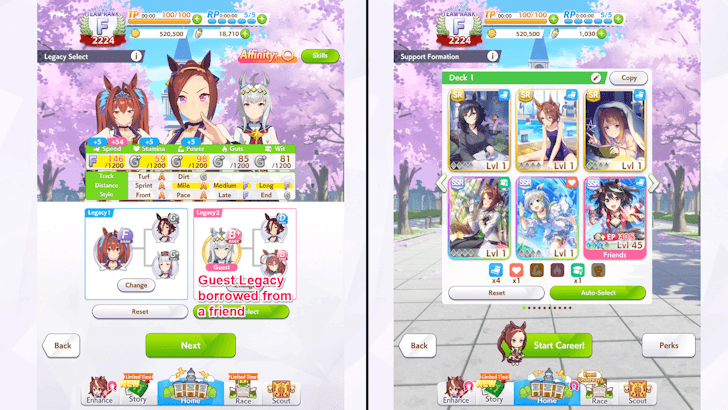 Select Legacies and Support cards