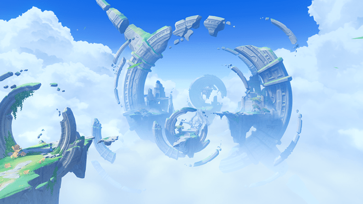 Genshin - Natlan Viewpoint - Satellite Floating Amongst the Clouds