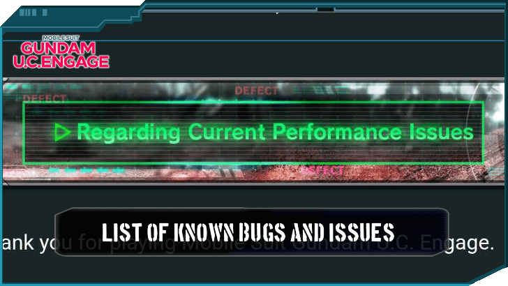 List of Known Bugs and Issues