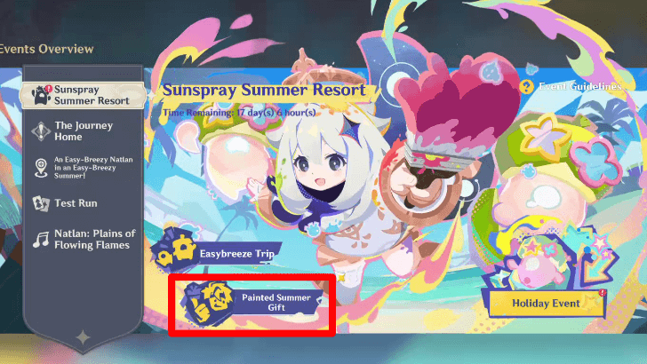 Genshin - Use Sunspray Spirit in Painted Summer Gift