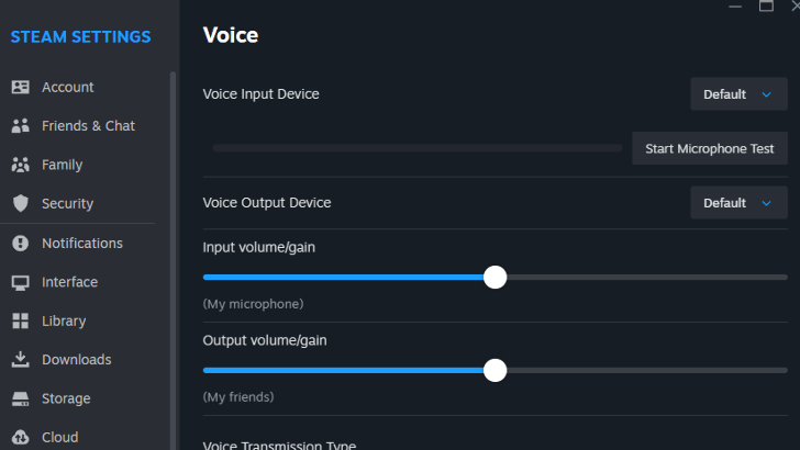 Steam Mic Settings