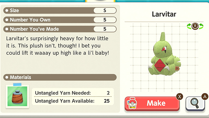 Larvitar Plush Catalog