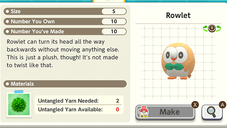 Rowlet Plush Catalog