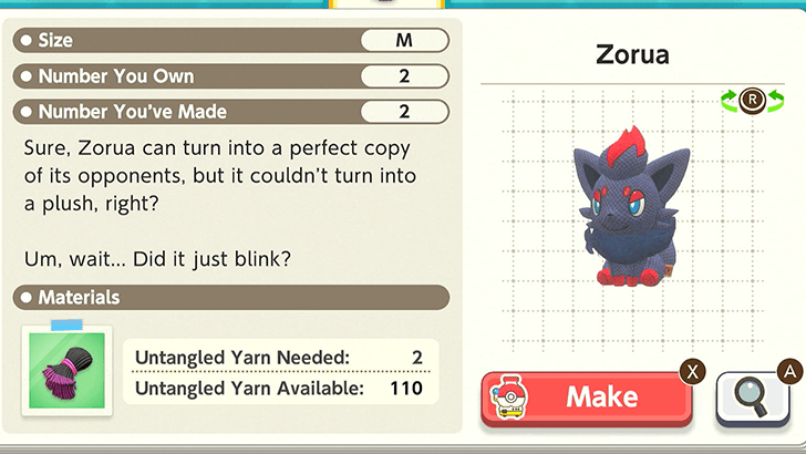 Zorua Plush Catalog
