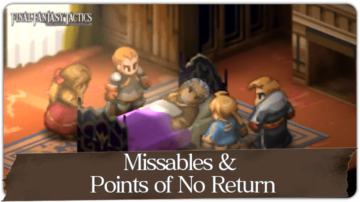 All Missables and Points of No Return