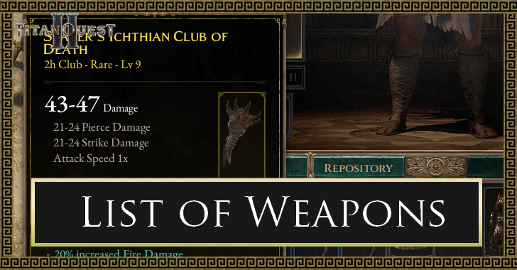 List of Weapons