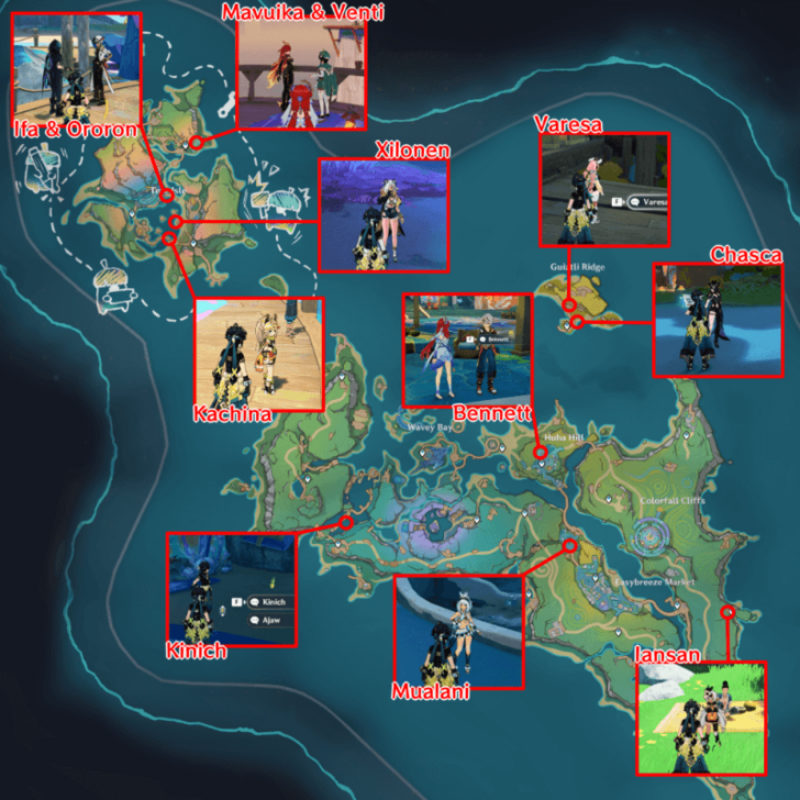 Genshin - Easybreeze Day 3 Character Locations