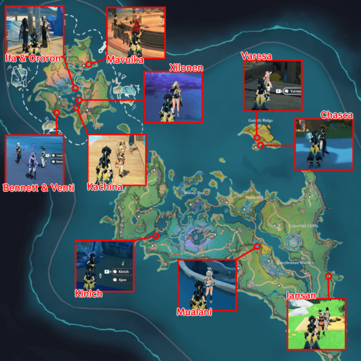 Genshin - Easybreeze Day 2 Character Locations