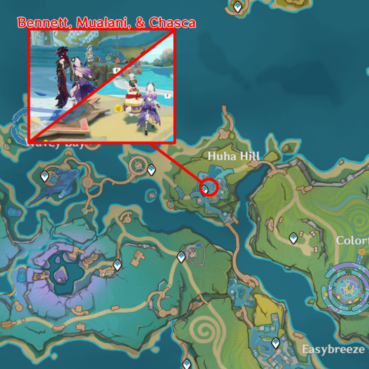 Genshin - Easybreeze Day 1 Quest 1 Character Locations
