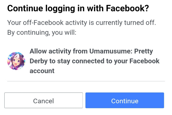 Umamusume - Tap Continue on FaceBook