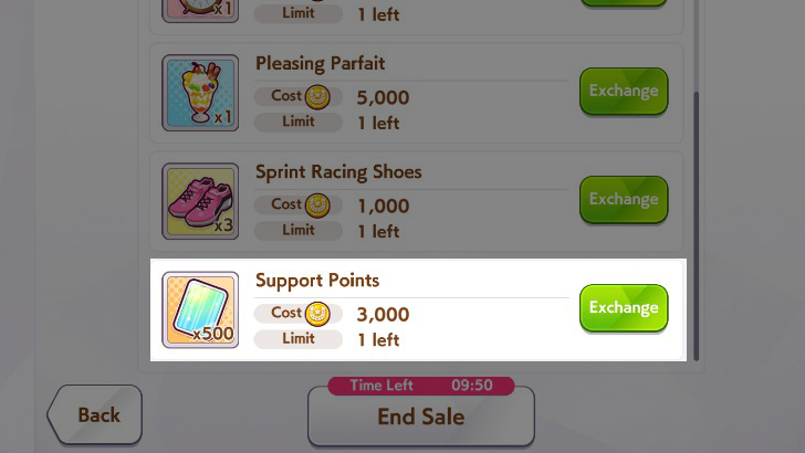 Support Points to Upgrade Support Cards