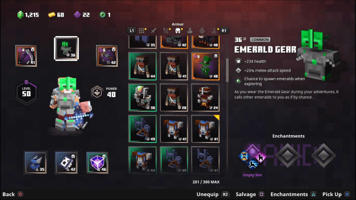 Minecraft Dungeons - Emerald Gear